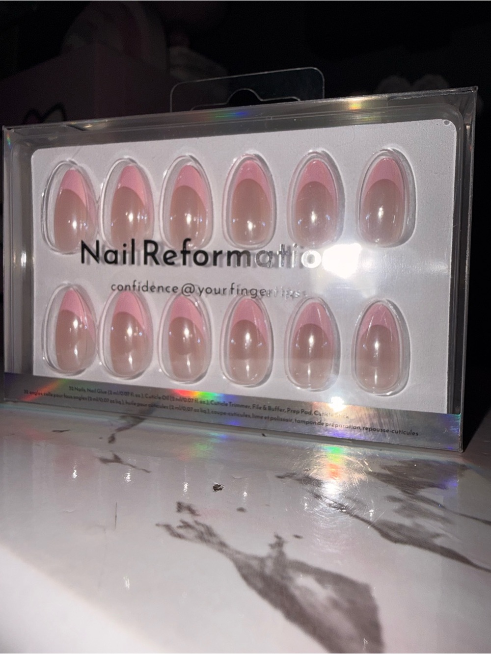 Nail Reformation Nude Almond Press-On Nails with Pink Tips